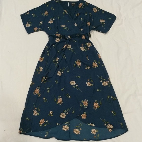 free press Dresses & Skirts - Free Press | Dark Turquoise Floral Dress NWT